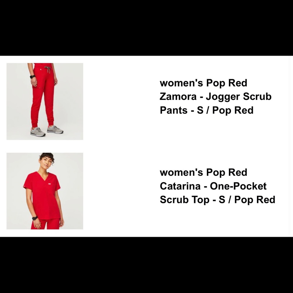 Figs Pop Red Womens Scrub Set Size Small